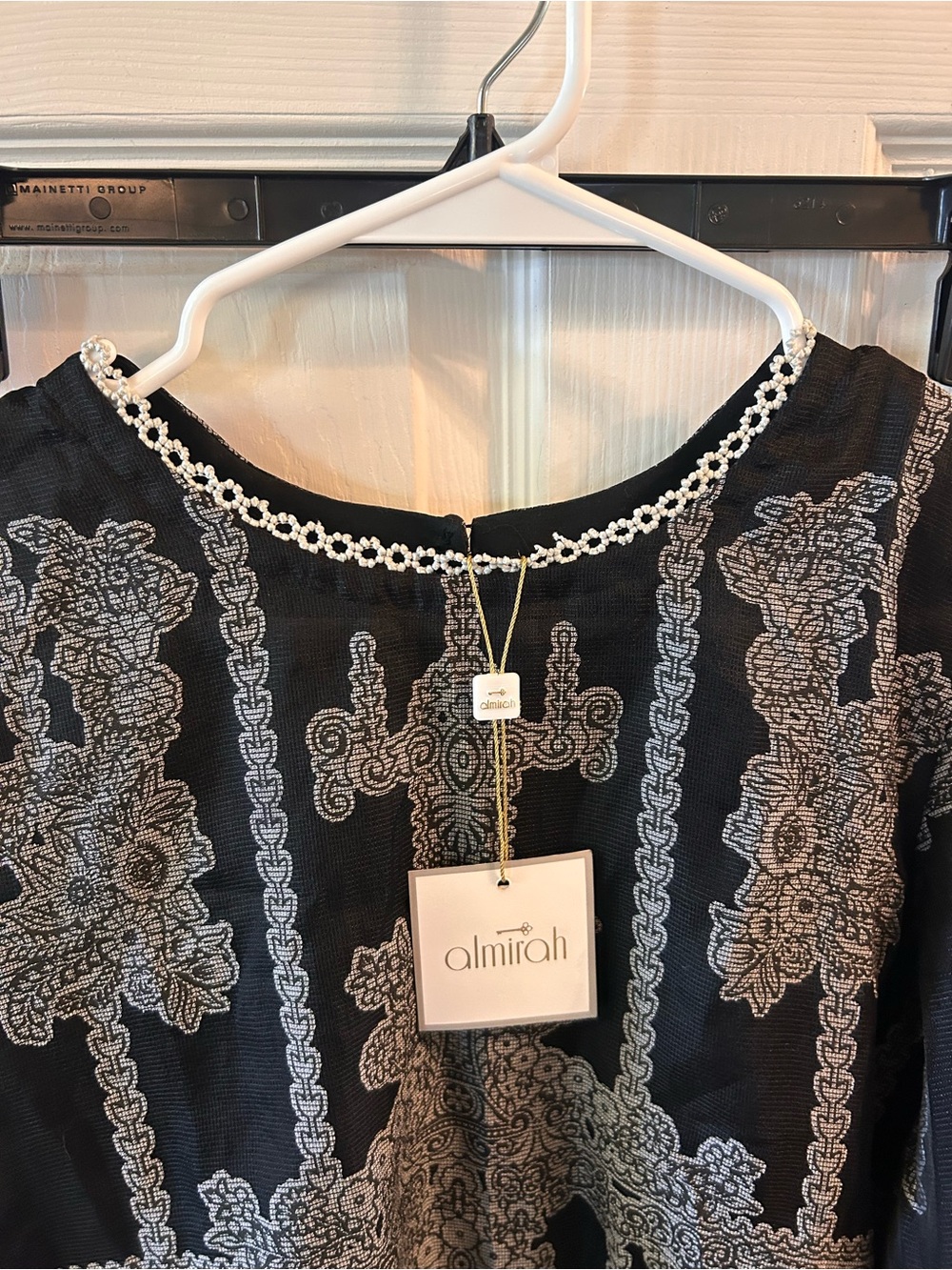 Almirah Black Tunic with Silver Lace Embroidery - Picture 2 of 8